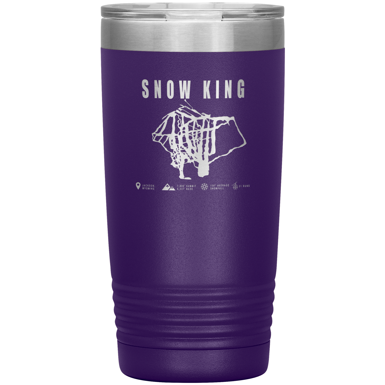 Snow King Wyoming Ski Trail Map 20oz Tumbler - Powderaddicts