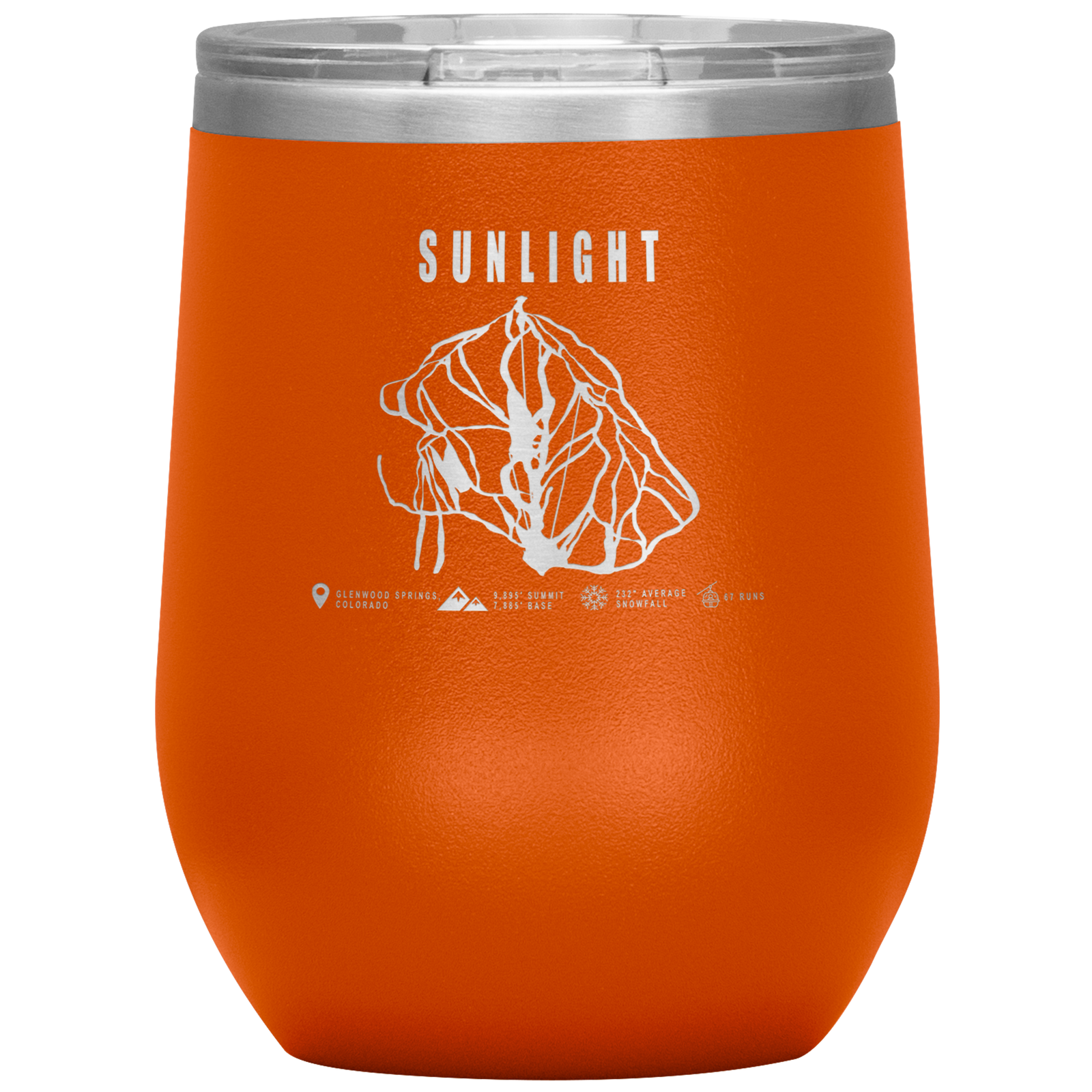 Sunlight Colorado Ski Trail Map Wine 12oz Tumbler - Powderaddicts