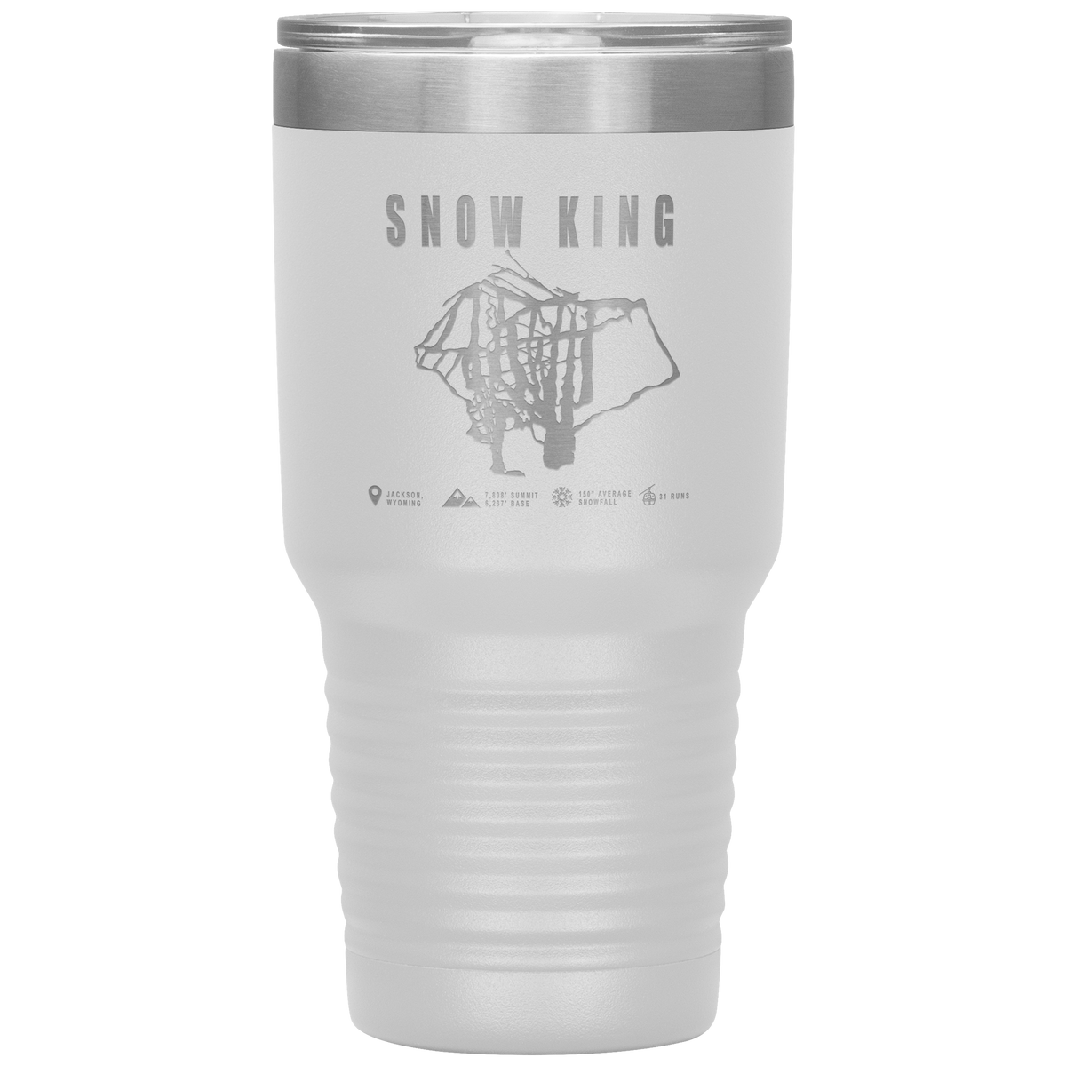 Snow King Wyoming Ski Trail Map 30oz Tumbler - Powderaddicts