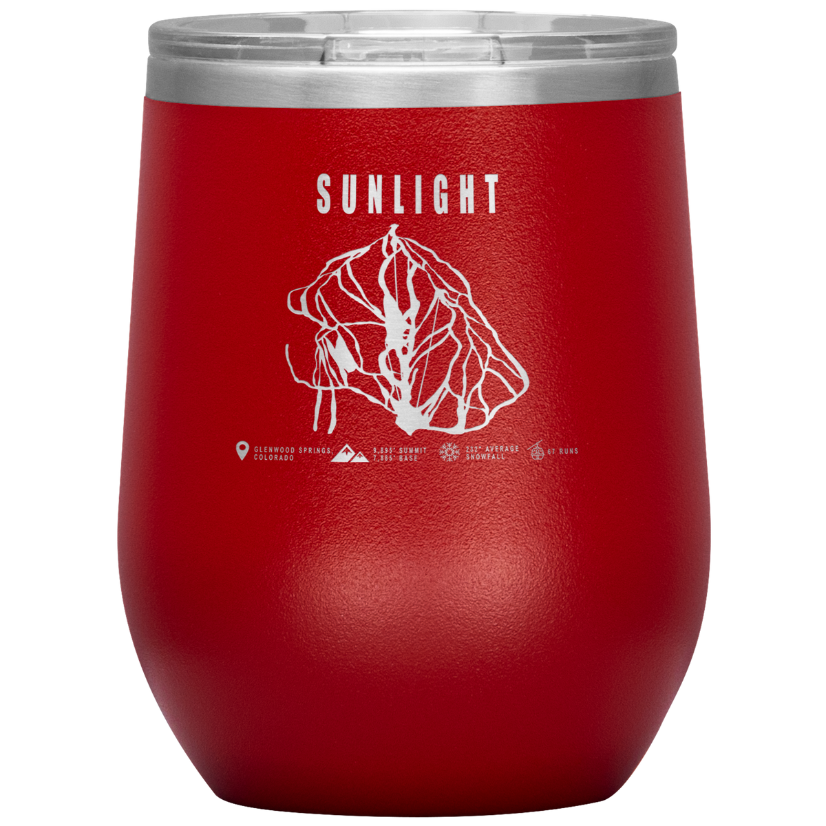 Sunlight Colorado Ski Trail Map Wine 12oz Tumbler - Powderaddicts