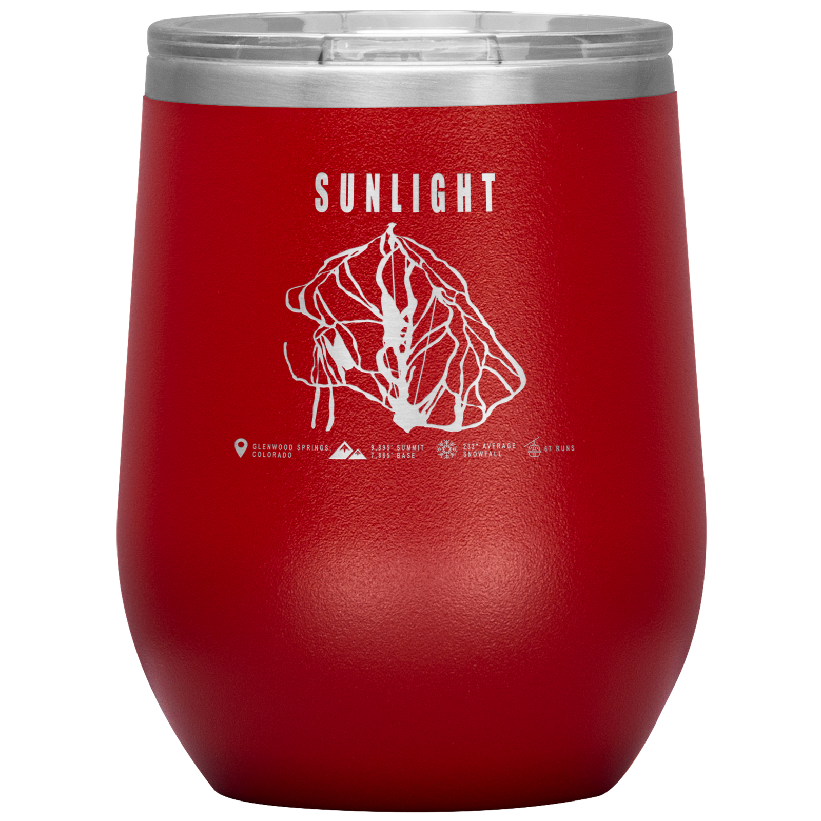 Sunlight Colorado Ski Trail Map Wine 12oz Tumbler - Powderaddicts