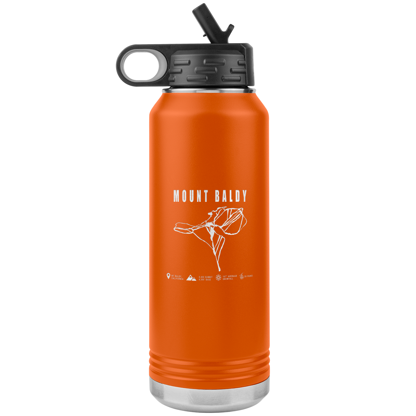 Mount Baldy, California Ski Trail Map 32oz Water Bottle Tumbler - Powderaddicts