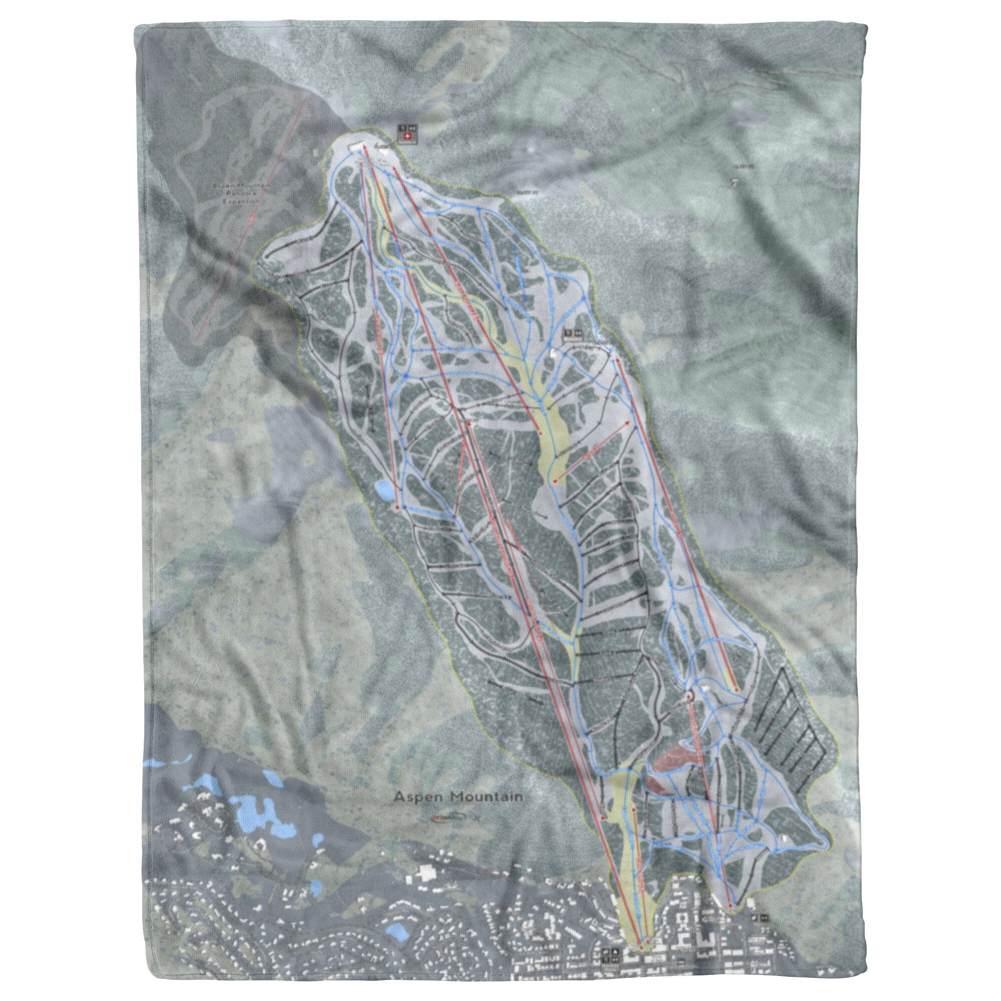 Aspen Mountain, Colorado Ski Trail Map Blanket