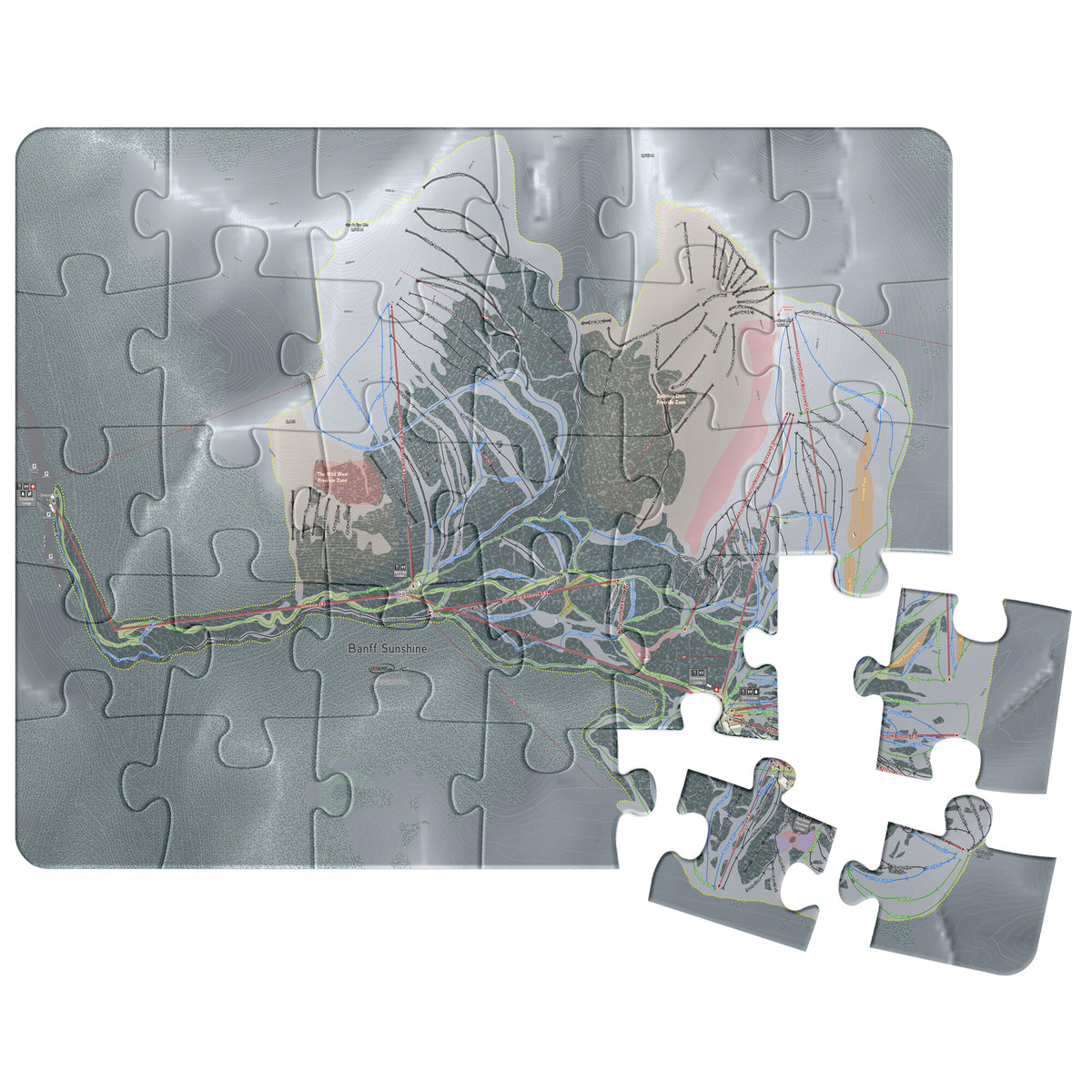 Banff Sunshine, Alberta Ski Resort Map Printed Puzzle - Powderaddicts