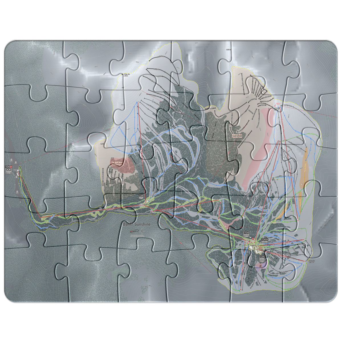 Banff Sunshine, Alberta Ski Resort Map Printed Puzzle - Powderaddicts
