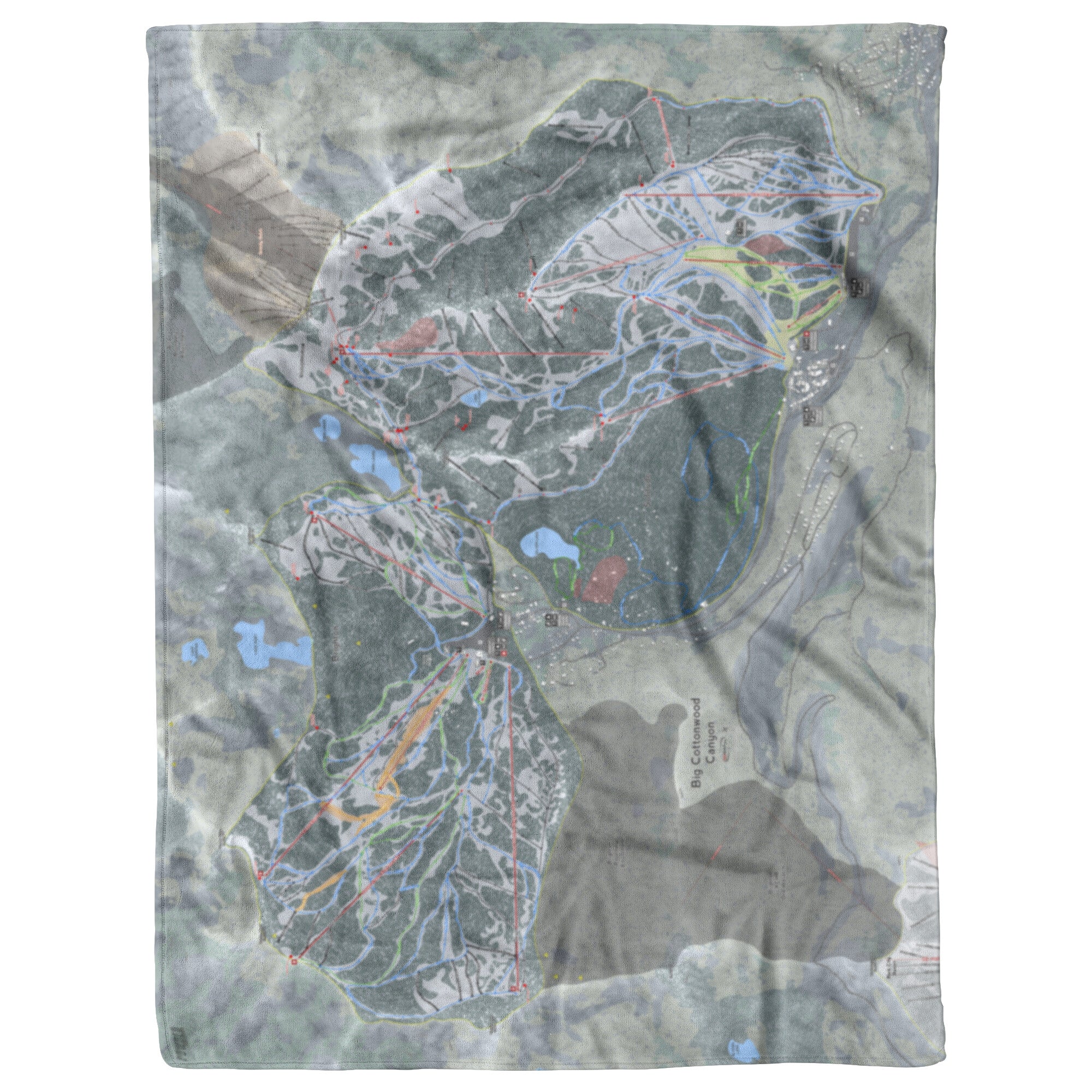 Big Cottonwood Canyon, Utah Ski Trail Map Blanket