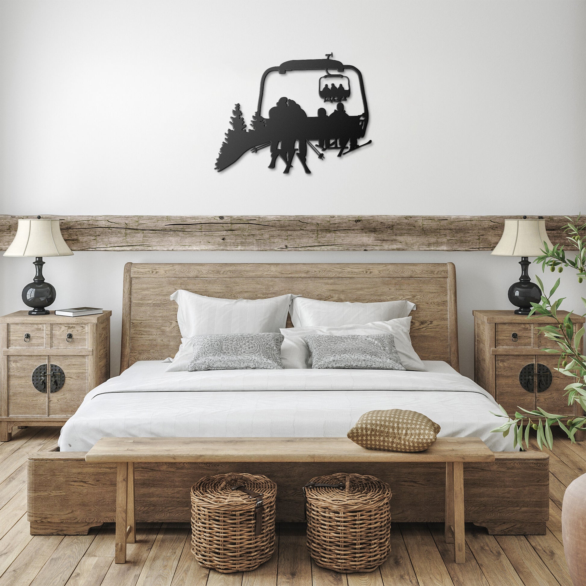 PERSONALIZED CHAIRLIFT SKIING FAMILY METAL WALL ART, 2 SKIING PARENTS, 2 SKIING CHILDREN (🇺🇸 MADE IN THE USA) - Powderaddicts