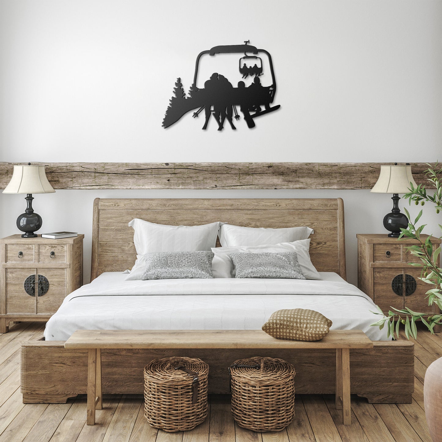 PERSONALIZED CHAIRLIFT SKI & SNOWBOARD FAMILY METAL WALL ART, 2 SKIING PARENTS, 2 SNOWBOARDING CHILDREN  (🇺🇸 MADE IN THE USA)