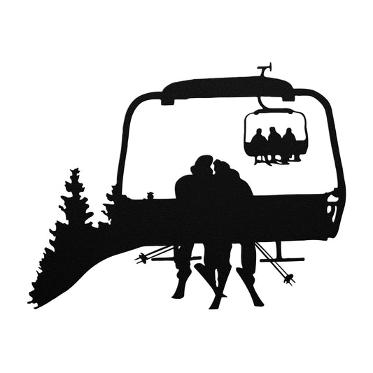 PERSONALIZED CHAIRLIFT SKIING COUPLE METAL WALL ART (🇺🇸 MADE IN THE USA) - Powderaddicts