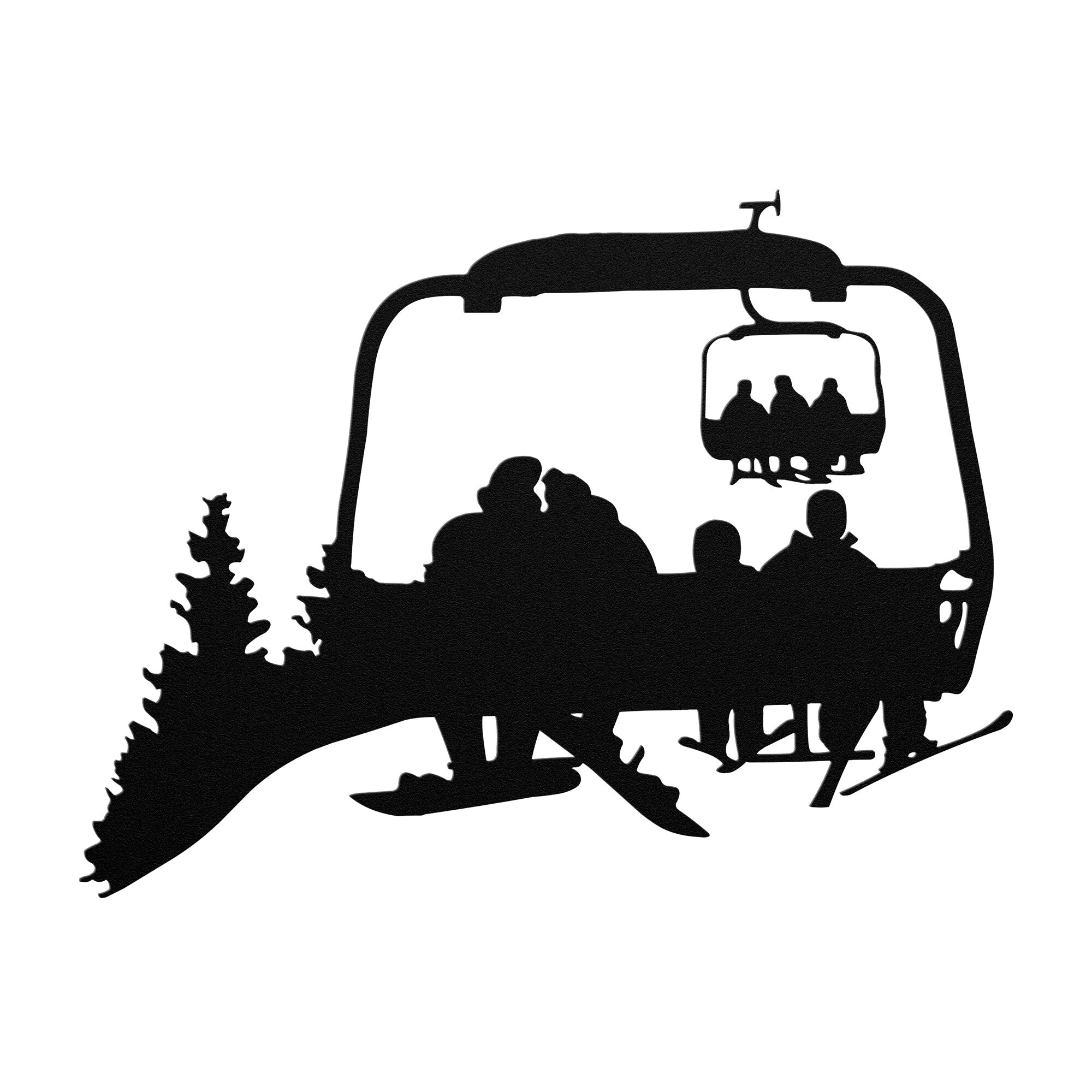 PERSONALIZED CHAIRLIFT SKI & SNOWBOARD FAMILY METAL WALL ART, 2 SNOWBOARDING PARENTS, 2 SKIING CHILDREN  (🇺🇸 MADE IN THE USA)