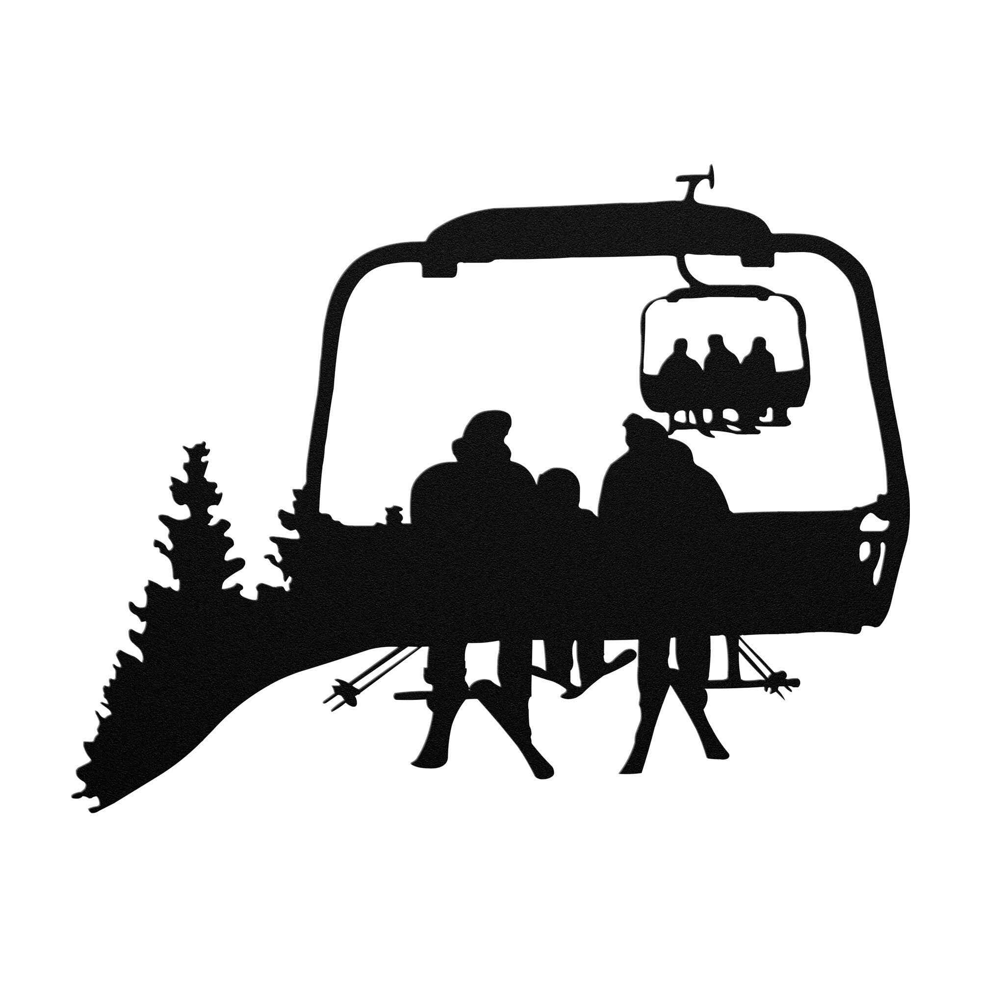 PERSONALIZED CHAIRLIFT SKIING FAMILY METAL WALL ART, 2 SKIING PARENTS, 1 SKIING CHILD (🇺🇸 MADE IN THE USA)
