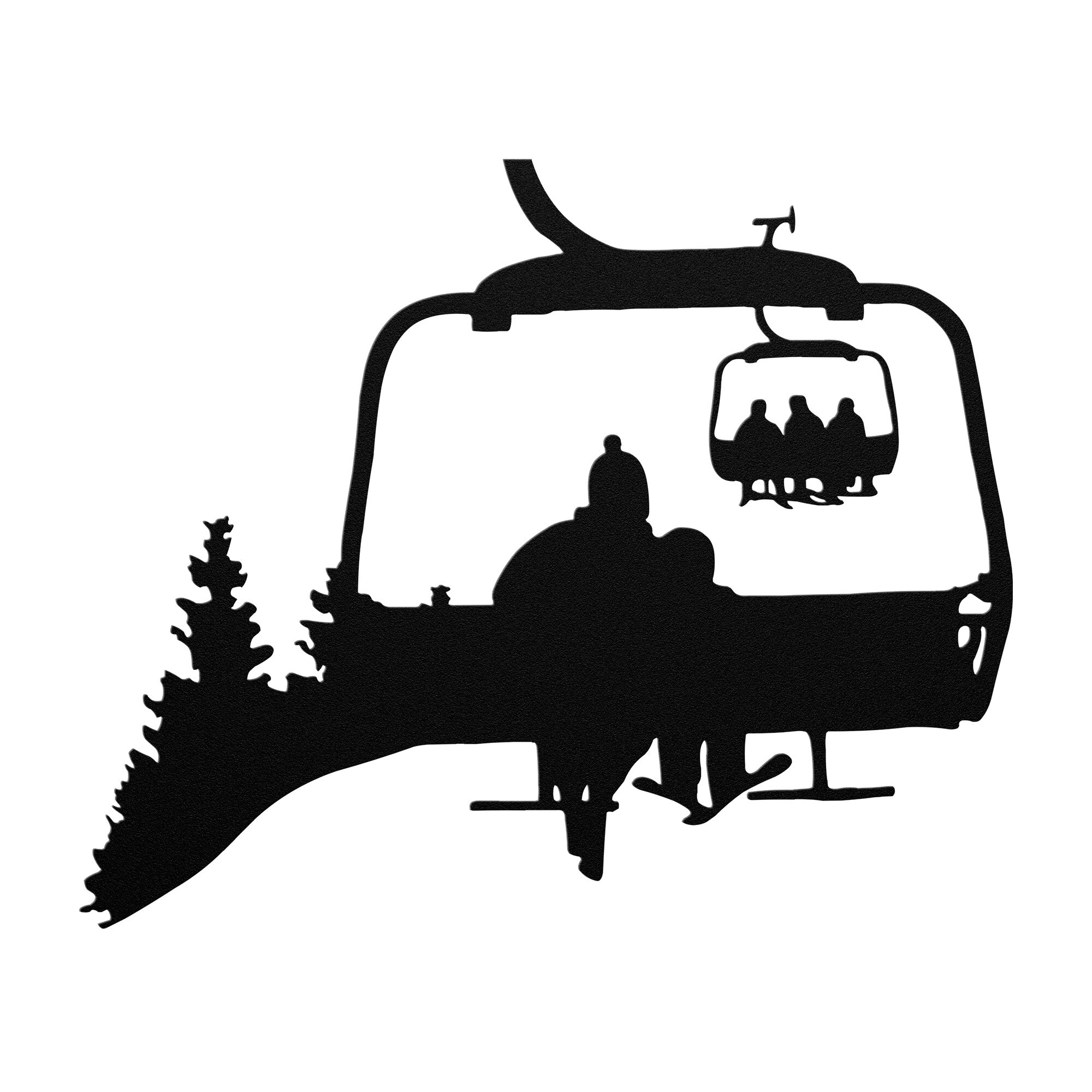 PERSONALIZED CHAIRLIFT SKIING FAMILY METAL WALL ART, 1 SKIING PARENT, 1 SKIING CHILD  (🇺🇸 MADE IN THE USA)