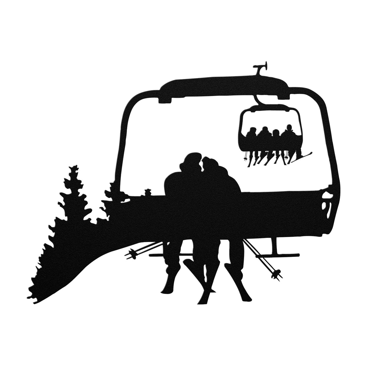 PERSONALIZED CHAIRLIFT SKIING COUPLE METAL WALL ART (🇺🇸 MADE IN THE USA)