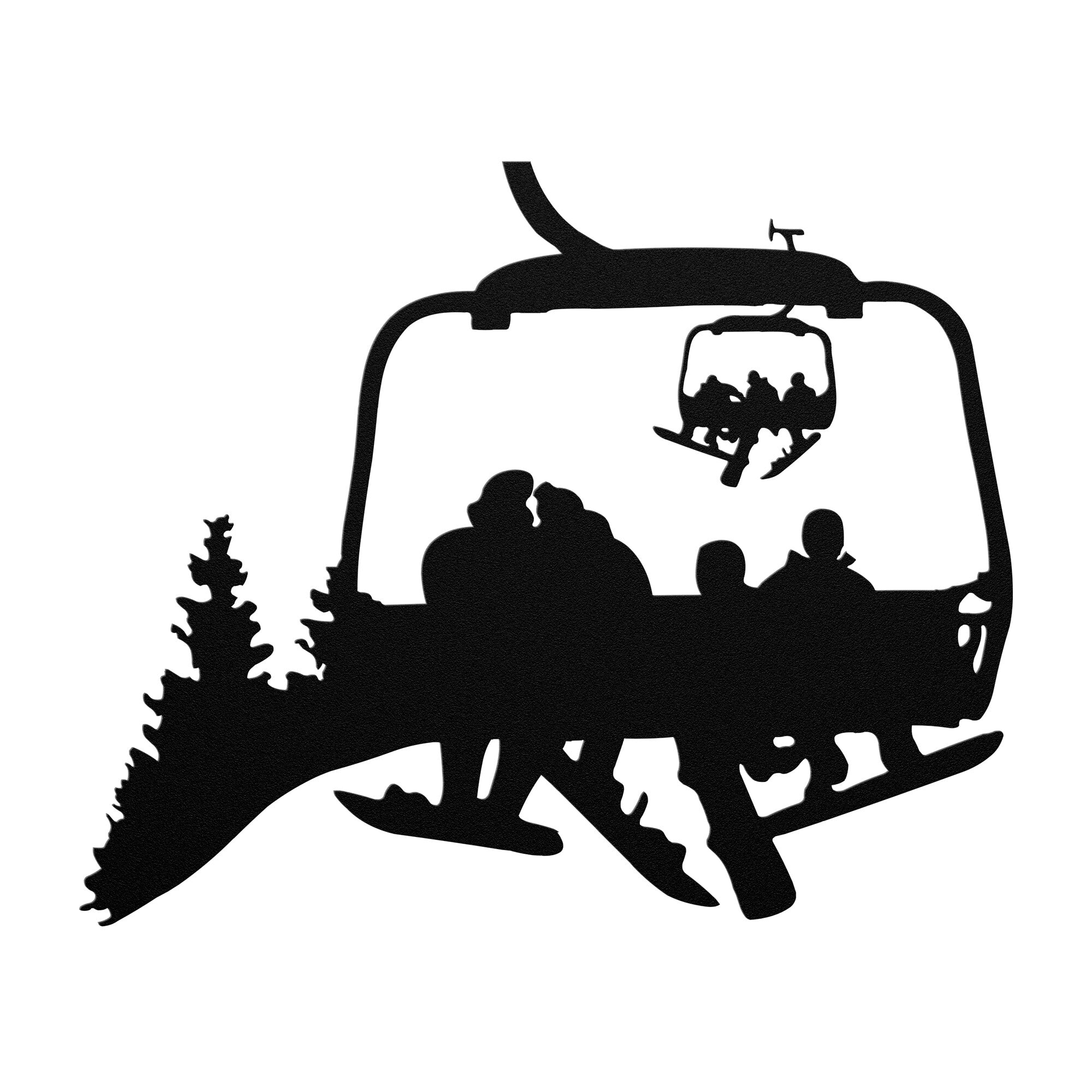 PERSONALIZED CHAIRLIFT SNOWBOARDING FAMILY METAL WALL ART,  2 SNOWBOARDING PARENTS, 2 SNOWBOARDING CHILDREN  (🇺🇸 MADE IN THE USA)