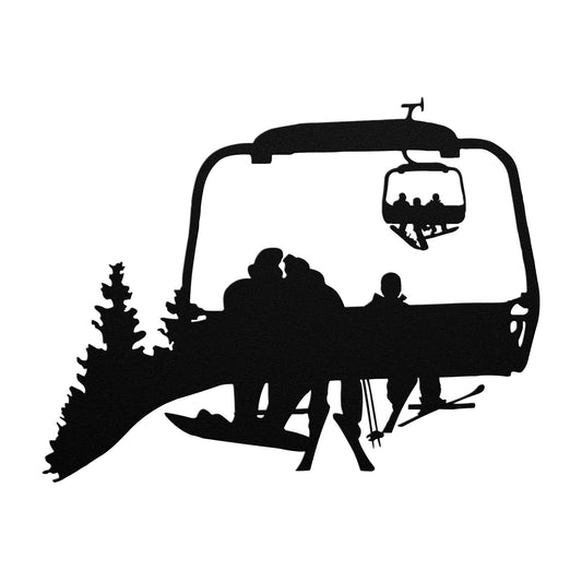 PERSONALIZED CHAIRLIFT SKI & SNOWBOARD FAMILY METAL WALL ART, 1 SNOWBOARDING DAD, 1 SKIING MOM, 1 SKIING CHILD  (🇺🇸 MADE IN THE USA) - Powderaddicts