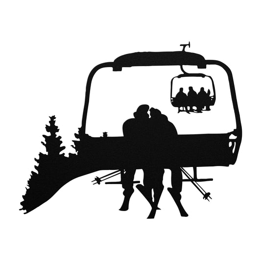 PERSONALIZED CHAIRLIFT SKIING COUPLE METAL WALL ART (🇺🇸 MADE IN THE USA) - Powderaddicts