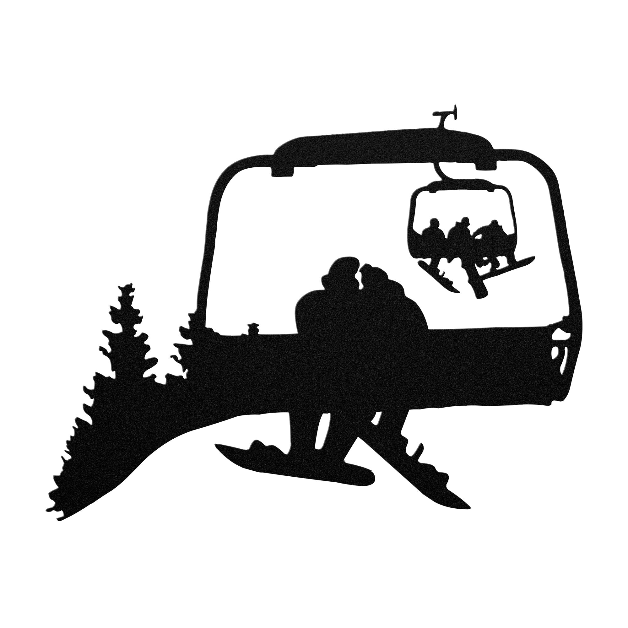 PERSONALIZED CHAIRLIFT SNOWBOARDING COUPLE METAL WALL ART (🇺🇸 MADE IN THE USA)