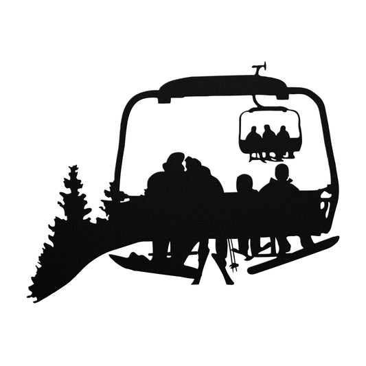 PERSONALIZED CHAIRLIFT SKI & SNOWBOARD FAMILY METAL WALL ART, 1 SNOWBOARDING DAD, 1 SKIING MOM, 1 SNOWBOARDING CHILD, 1 SKIING CHILD  (🇺🇸 MADE IN THE USA)