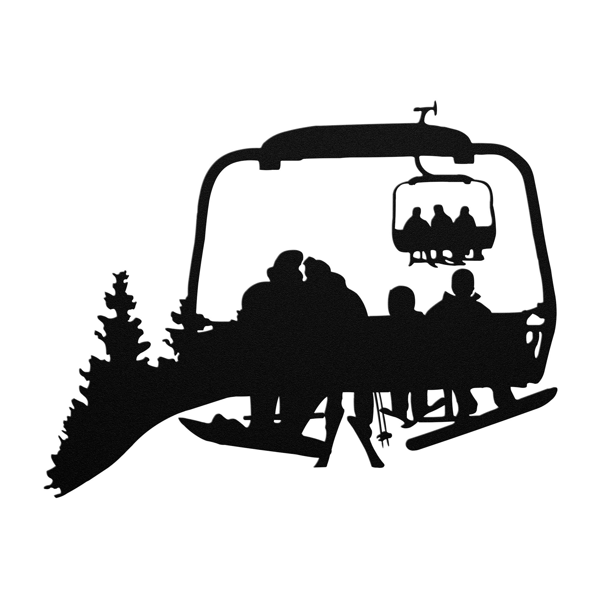 PERSONALIZED CHAIRLIFT SKI & SNOWBOARD FAMILY METAL WALL ART, 1 SNOWBOARDING DAD, 1 SKIING MOM, 1 SNOWBOARDING CHILD, 1 SKIING CHILD  (🇺🇸 MADE IN THE USA)