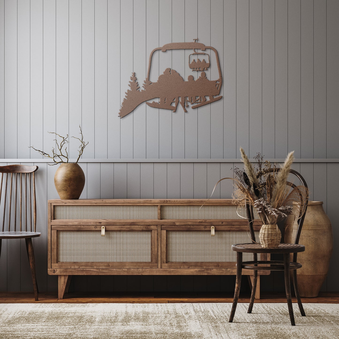 PERSONALIZED CHAIRLIFT SKI & SNOWBOARD FAMILY METAL WALL ART, 1 SNOWBOARDING DAD, 1 SKIING MOM, 1 SNOWBOARDING CHILD, 1 SKIING CHILD  (🇺🇸 MADE IN THE USA)