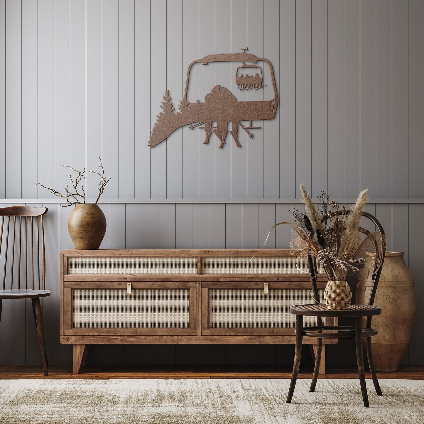 PERSONALIZED CHAIRLIFT SKIING COUPLE METAL WALL ART (🇺🇸 MADE IN THE USA)