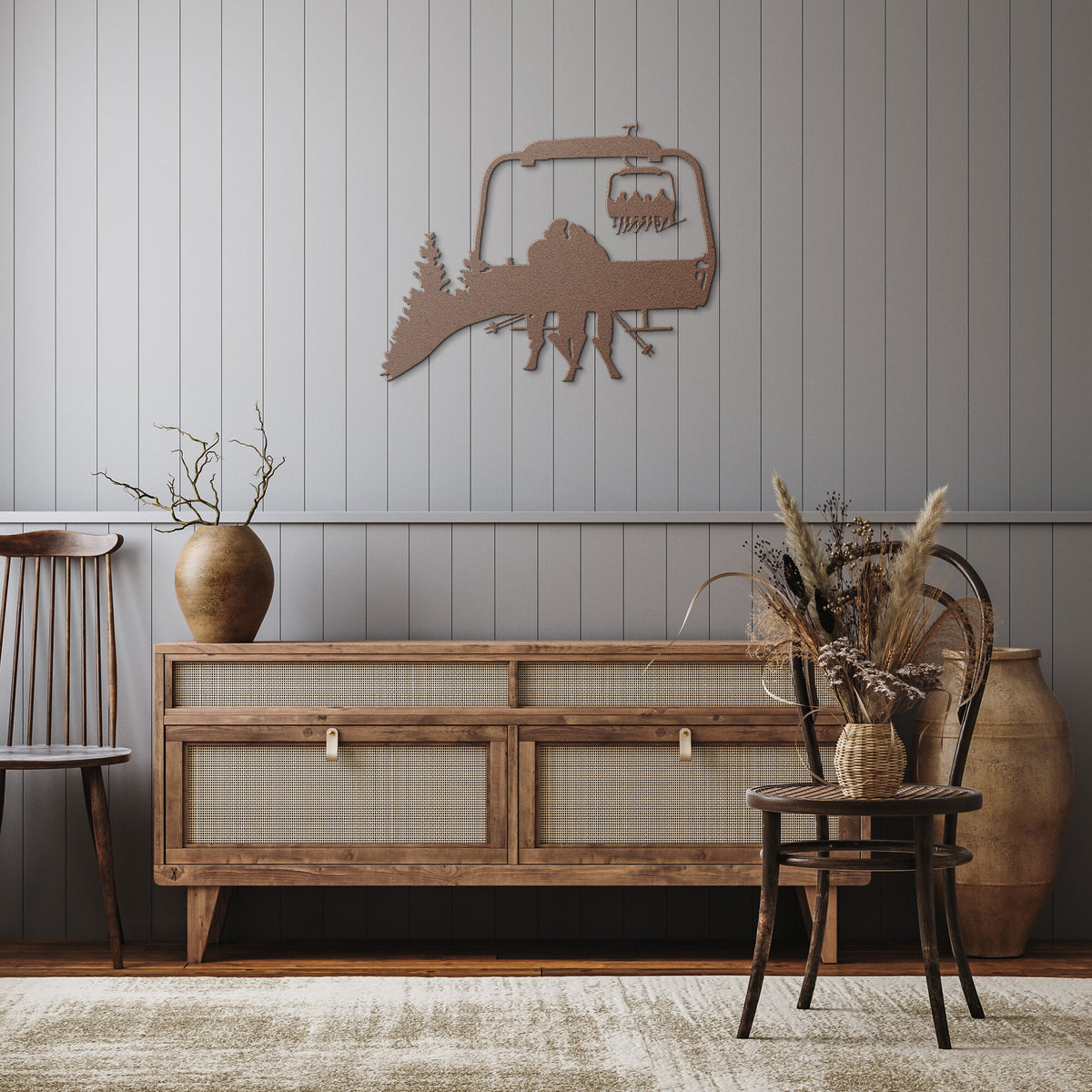 PERSONALIZED CHAIRLIFT SKIING COUPLE METAL WALL ART (🇺🇸 MADE IN THE USA)