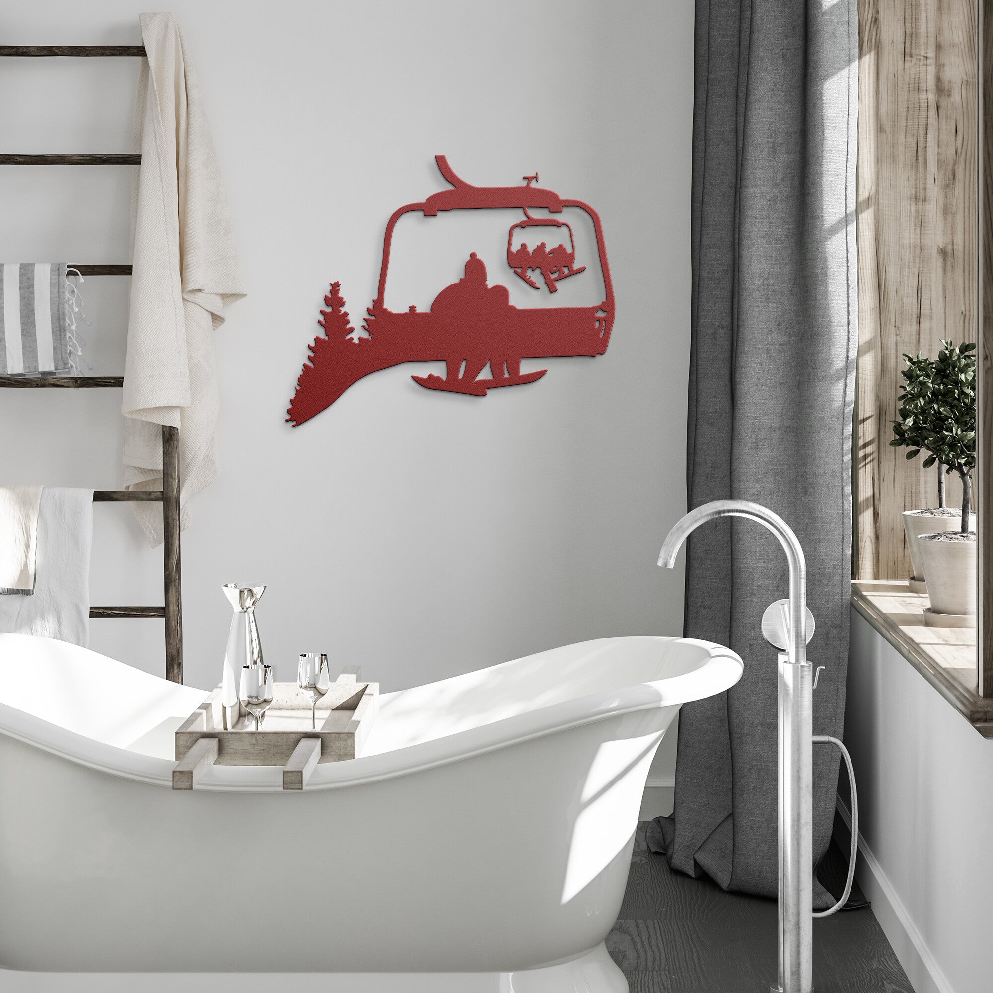 PERSONALIZED CHAIRLIFT SNOWBOARDING FAMILY METAL WALL ART, 1 SNOWBOARDING MOM, 1 SNOWBOARDING CHILD (🇺🇸 MADE IN THE USA)