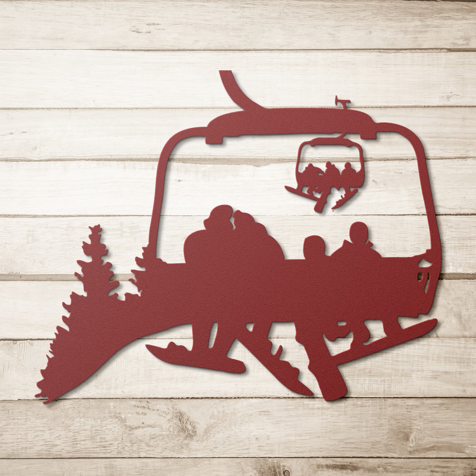 PERSONALIZED CHAIRLIFT SNOWBOARDING FAMILY METAL WALL ART,  2 SNOWBOARDING PARENTS, 2 SNOWBOARDING CHILDREN  (🇺🇸 MADE IN THE USA)