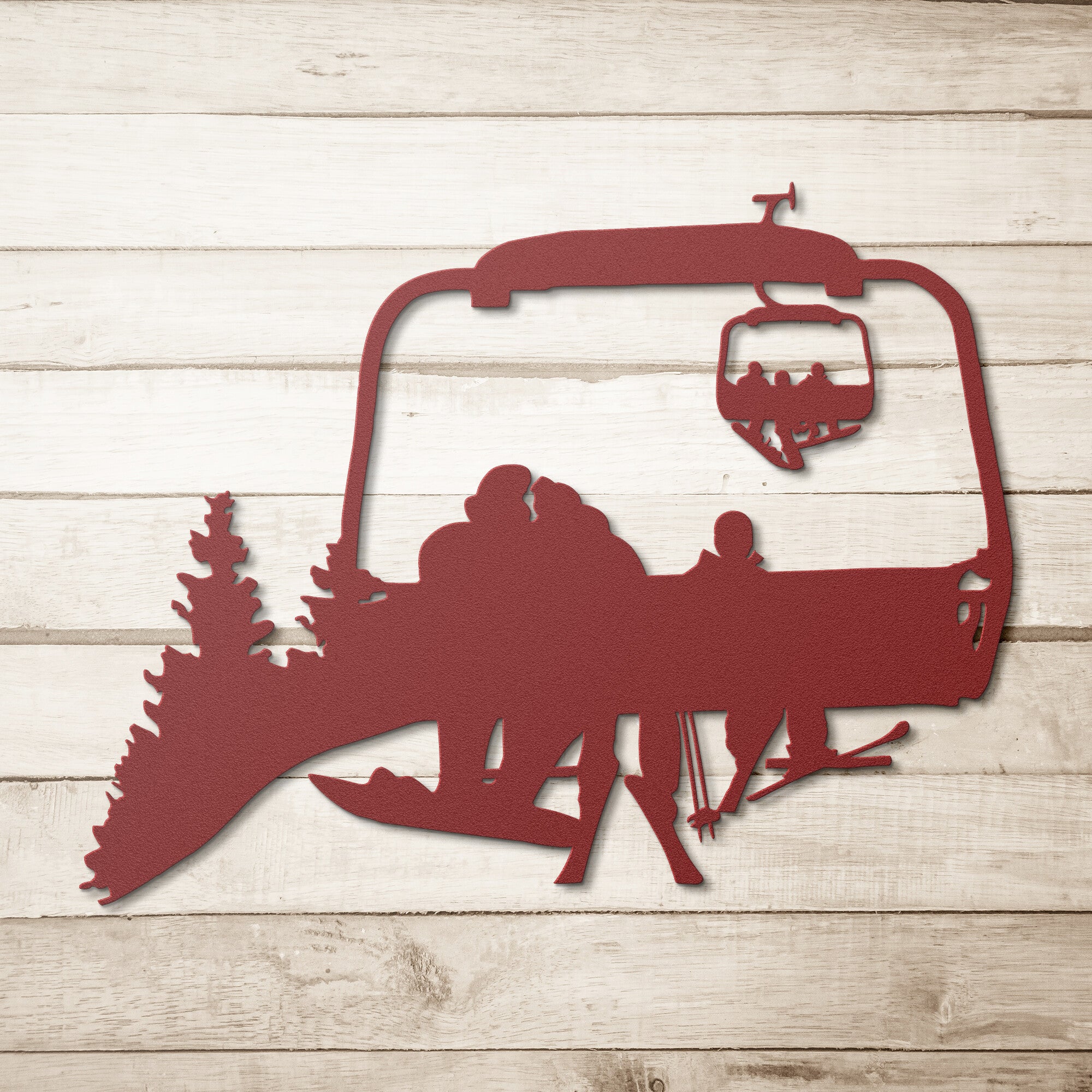 PERSONALIZED CHAIRLIFT SKI & SNOWBOARD FAMILY METAL WALL ART, 1 SNOWBOARDING DAD, 1 SKIING MOM, 1 SKIING CHILD  (🇺🇸 MADE IN THE USA)