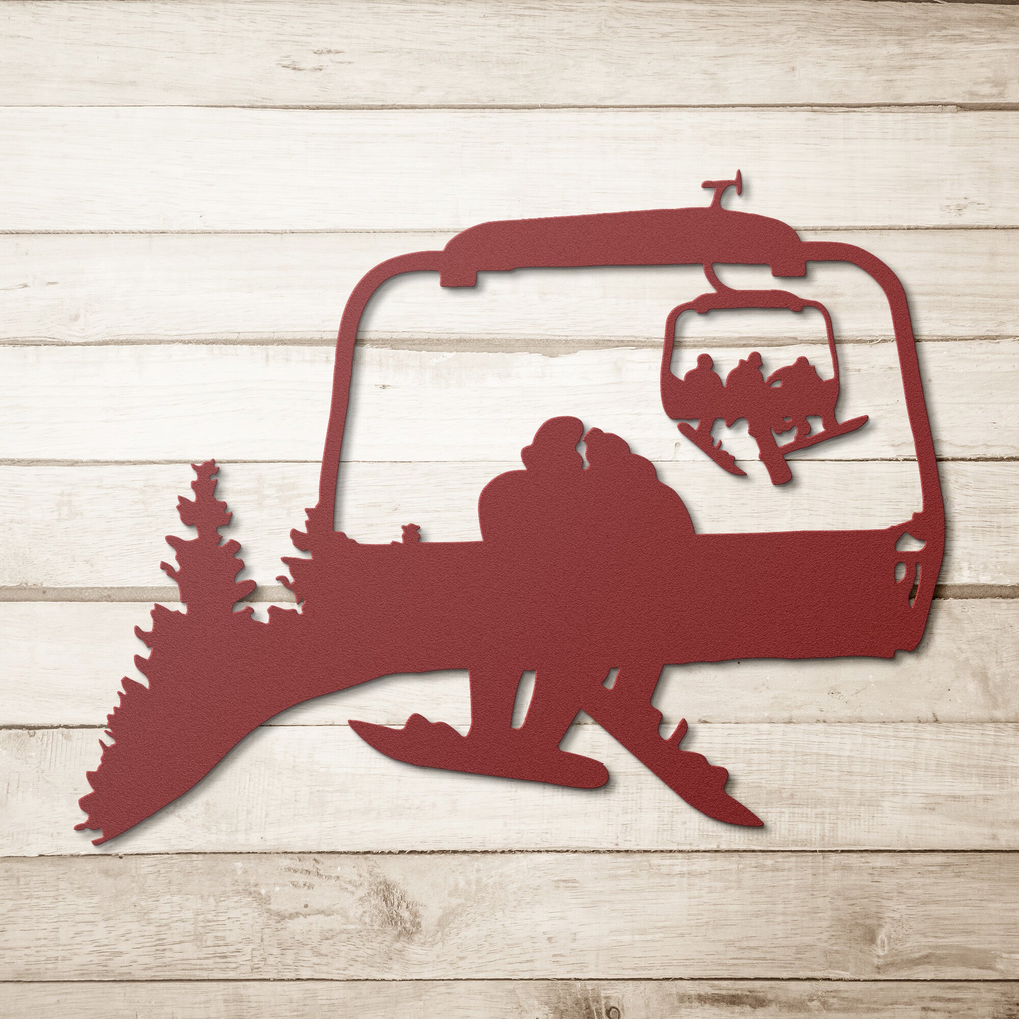 PERSONALIZED CHAIRLIFT SNOWBOARDING COUPLE METAL WALL ART (🇺🇸 MADE IN THE USA)