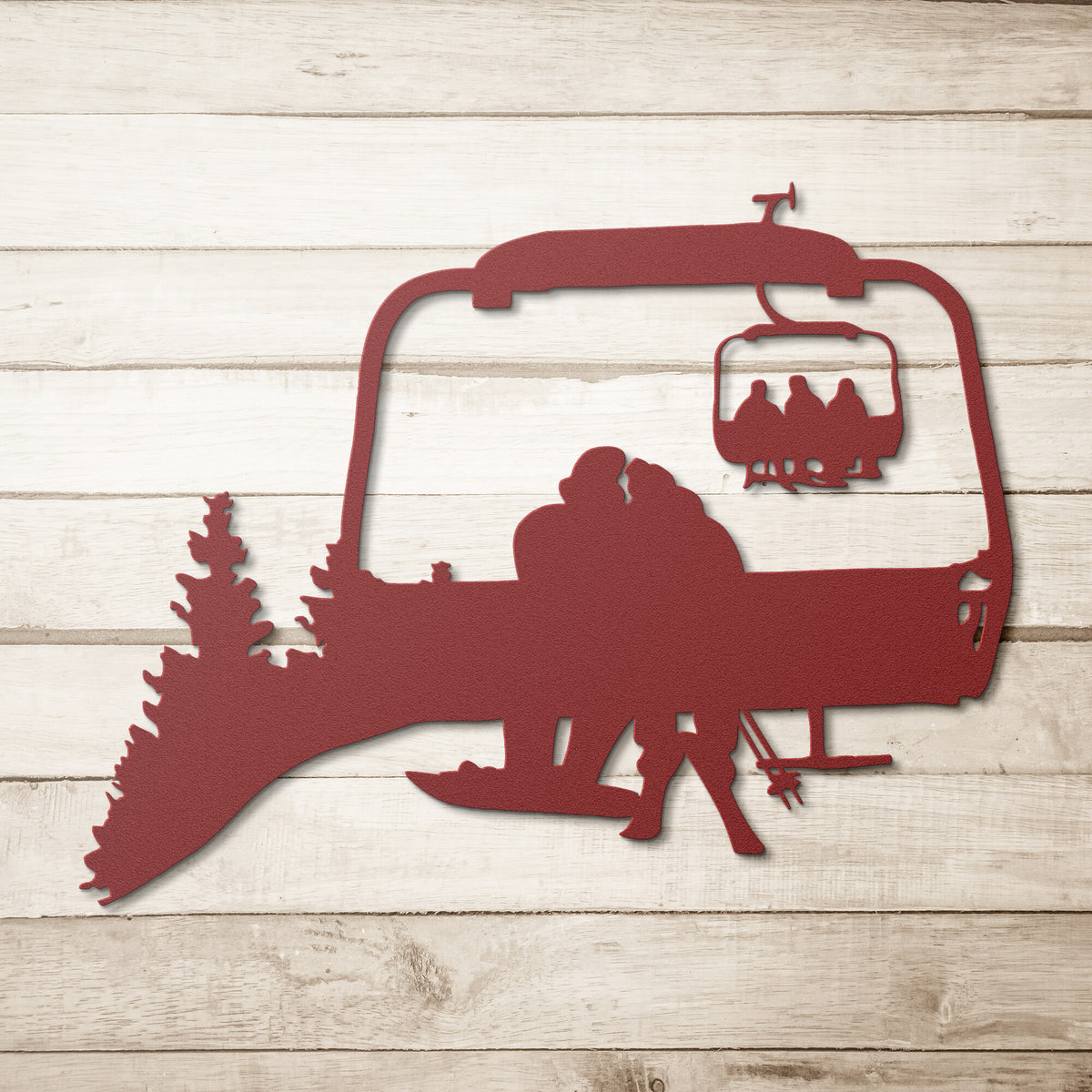 PERSONALIZED CHAIRLIFT SKI &amp; SNOWBOARD COUPLE METAL WALL ART (🇺🇸 MADE IN THE USA)