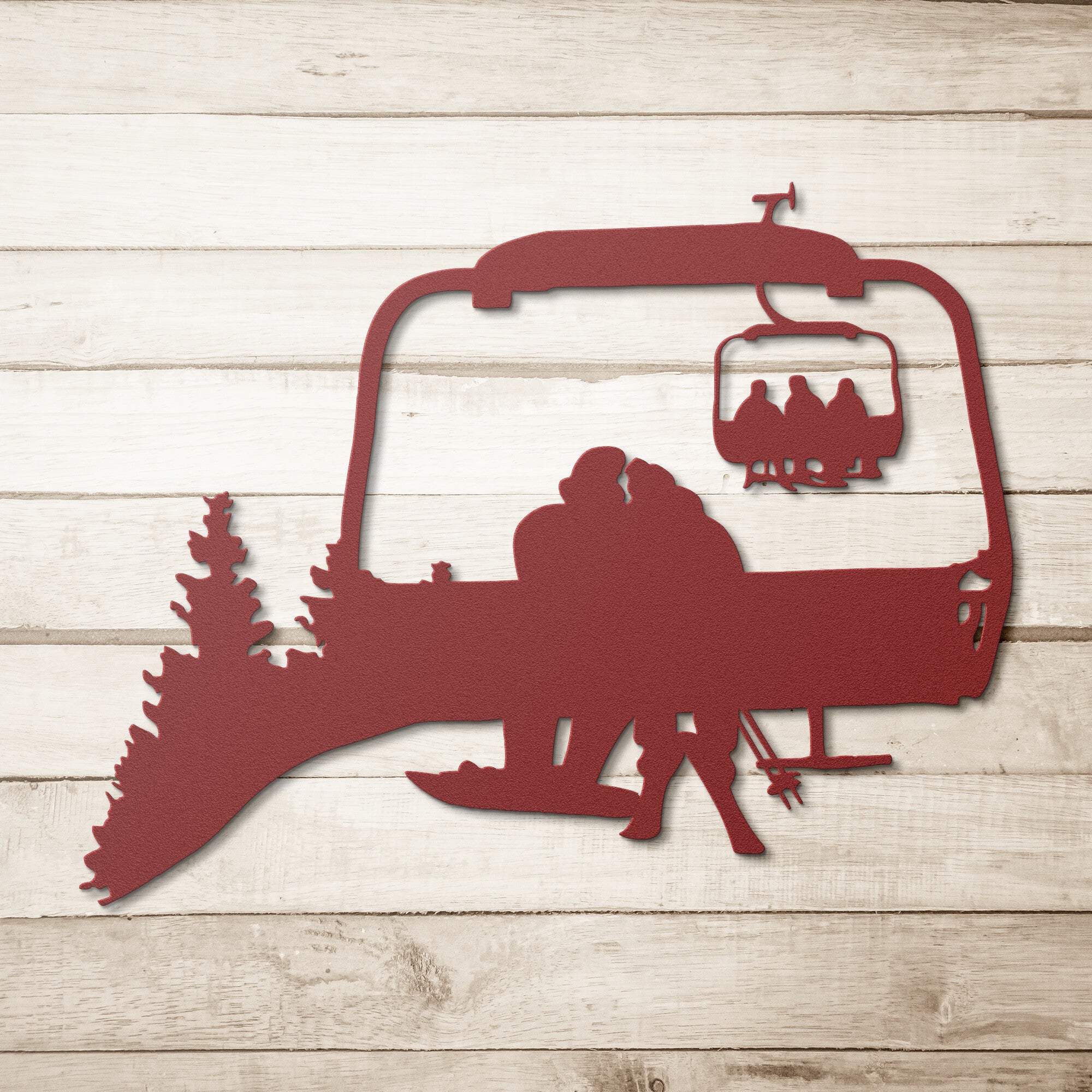 PERSONALIZED CHAIRLIFT SKI & SNOWBOARD COUPLE METAL WALL ART (🇺🇸 MADE IN THE USA)