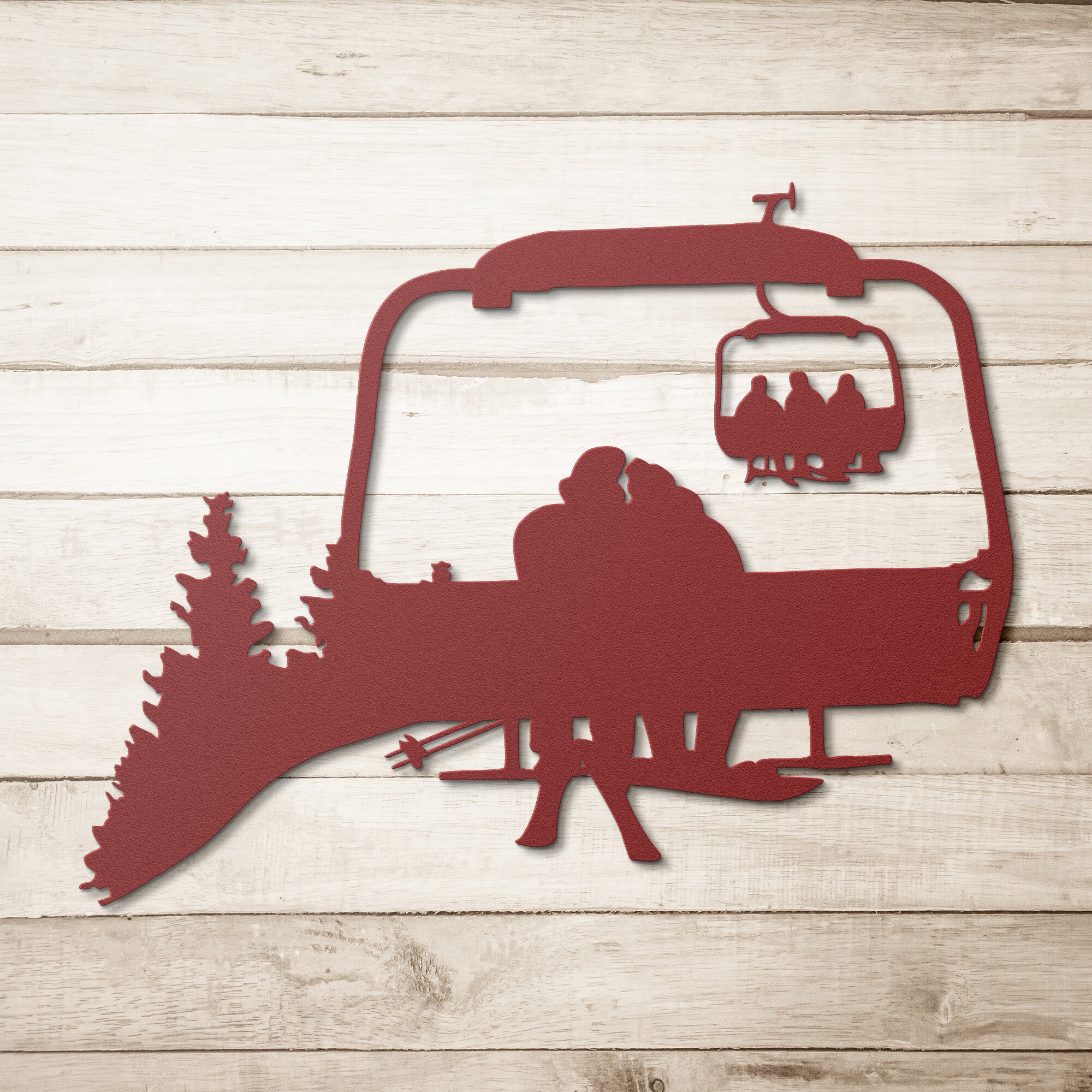 PERSONALIZED CHAIRLIFT SKI & SNOWBOARD COUPLE METAL WALL ART (🇺🇸 MADE IN THE USA)