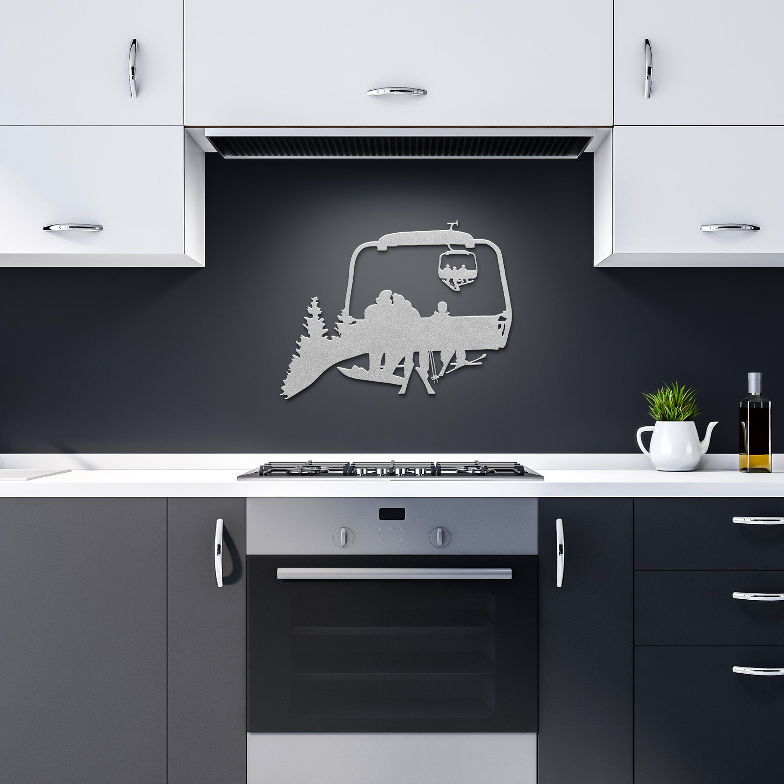 PERSONALIZED CHAIRLIFT SKI & SNOWBOARD FAMILY METAL WALL ART, 1 SNOWBOARDING DAD, 1 SKIING MOM, 1 SKIING CHILD  (🇺🇸 MADE IN THE USA)