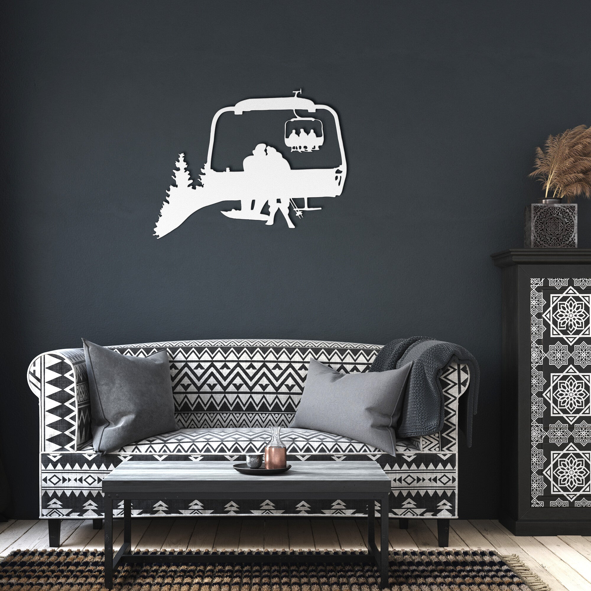 PERSONALIZED CHAIRLIFT SKI & SNOWBOARD COUPLE METAL WALL ART (🇺🇸 MADE IN THE USA)