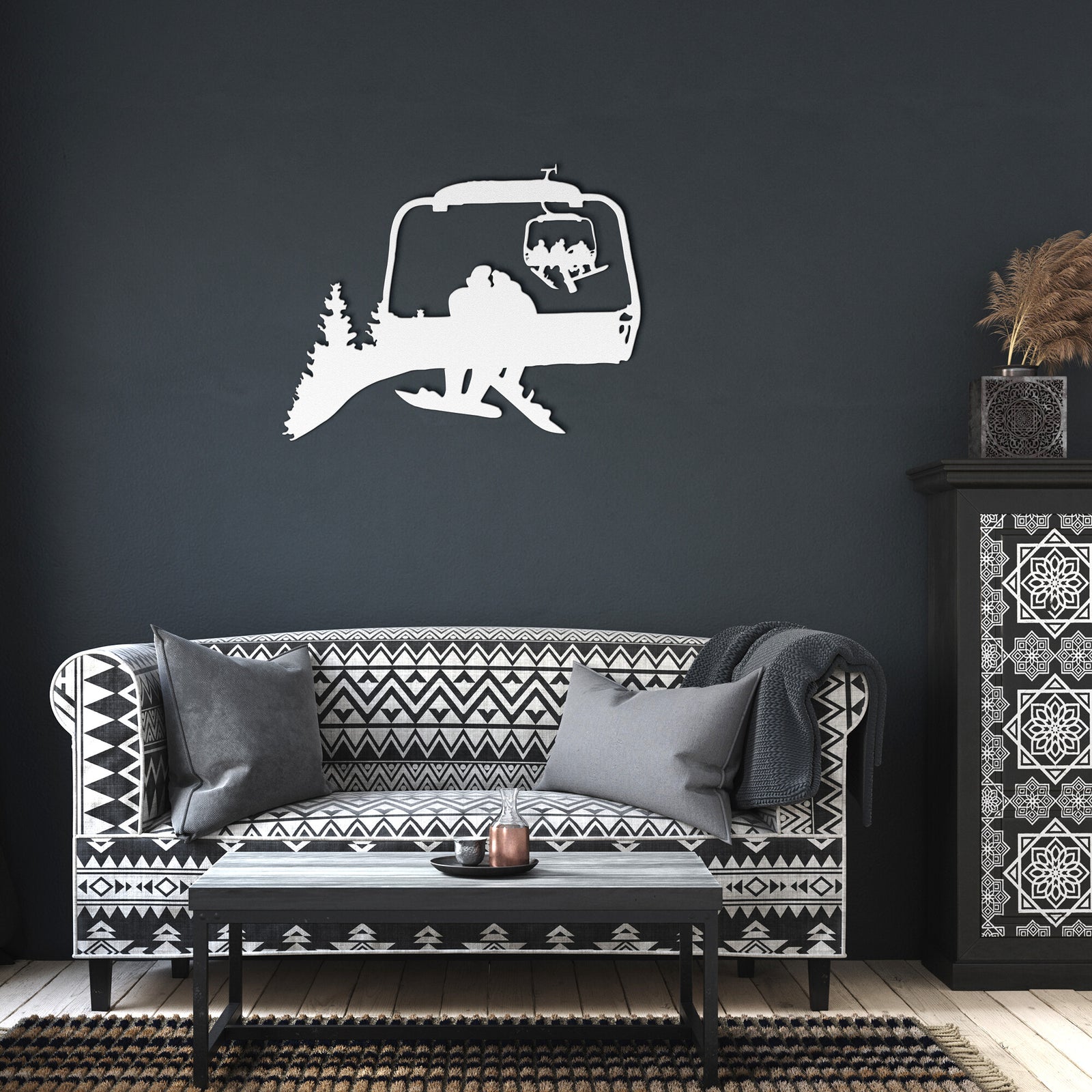 PERSONALIZED CHAIRLIFT SNOWBOARDING COUPLE METAL WALL ART (🇺🇸 MADE IN THE USA)