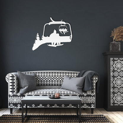 PERSONALIZED CHAIRLIFT SNOWBOARDING FAMILY METAL WALL ART, 1 SNOWBOARDING MOM, 1 SNOWBOARDING CHILD (🇺🇸 MADE IN THE USA)