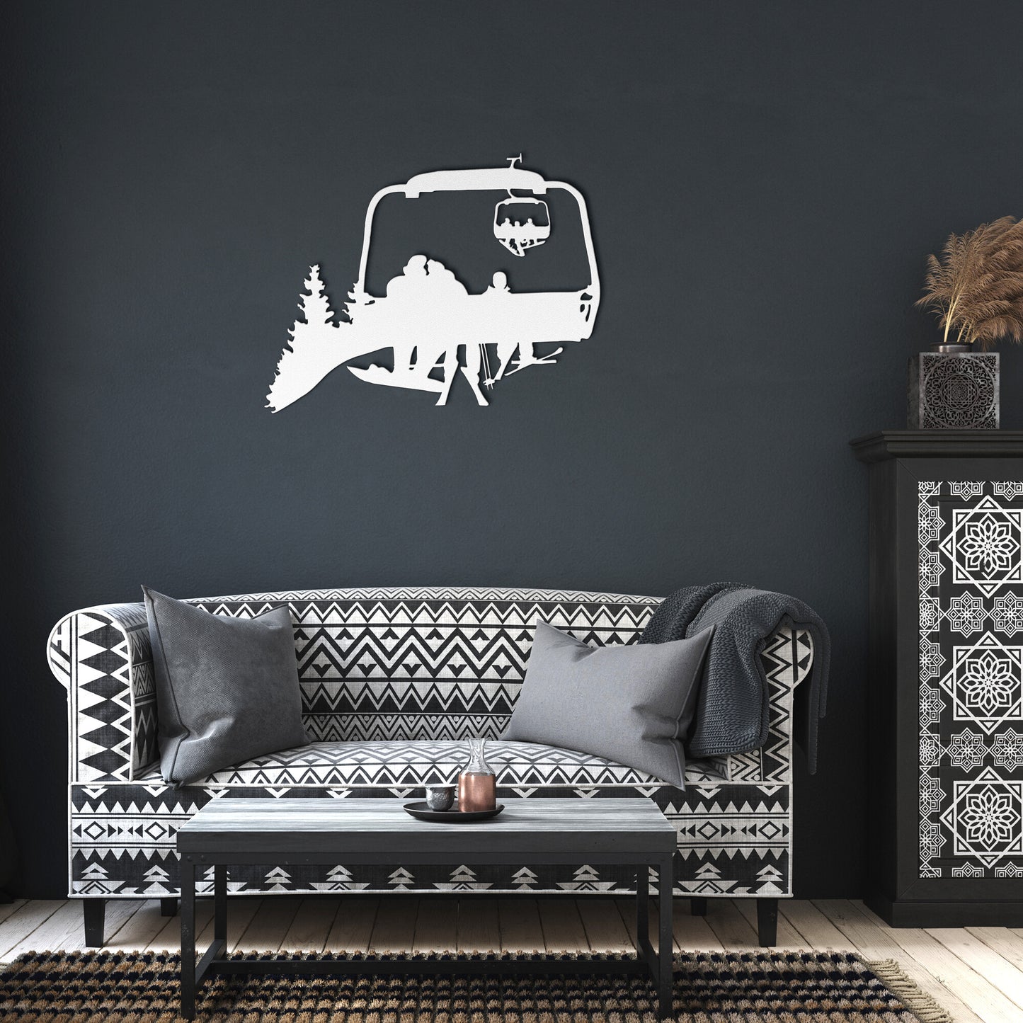 PERSONALIZED CHAIRLIFT SKI & SNOWBOARD FAMILY METAL WALL ART, 1 SNOWBOARDING DAD, 1 SKIING MOM, 1 SKIING CHILD  (🇺🇸 MADE IN THE USA) - Powderaddicts