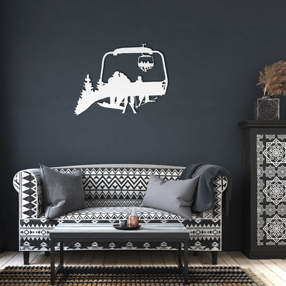 PERSONALIZED CHAIRLIFT SKI & SNOWBOARD FAMILY METAL WALL ART, 1 SNOWBOARDING DAD, 1 SKIING MOM, 1 SKIING CHILD  (🇺🇸 MADE IN THE USA) - Powderaddicts