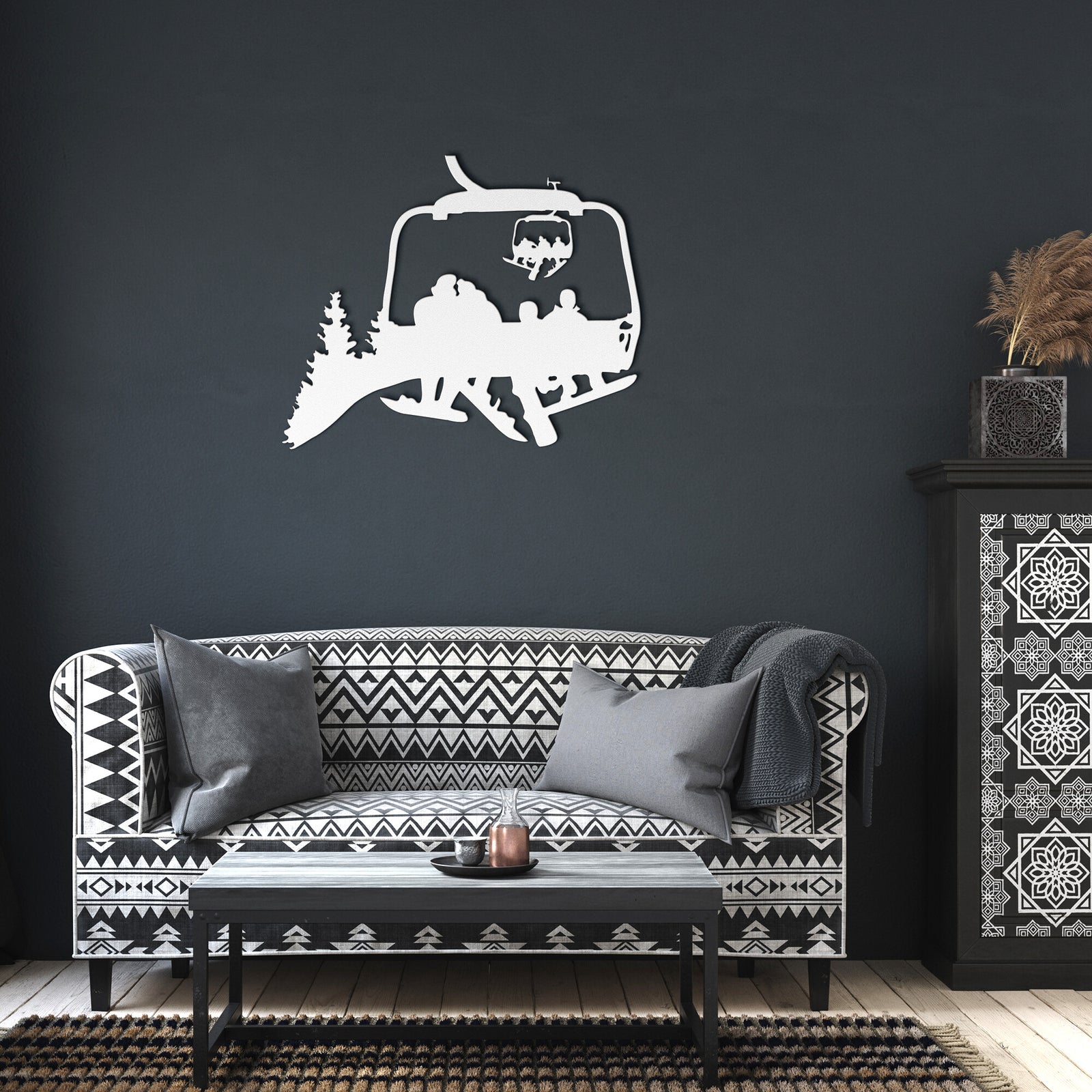 PERSONALIZED CHAIRLIFT SNOWBOARDING FAMILY METAL WALL ART,  2 SNOWBOARDING PARENTS, 2 SNOWBOARDING CHILDREN  (🇺🇸 MADE IN THE USA)