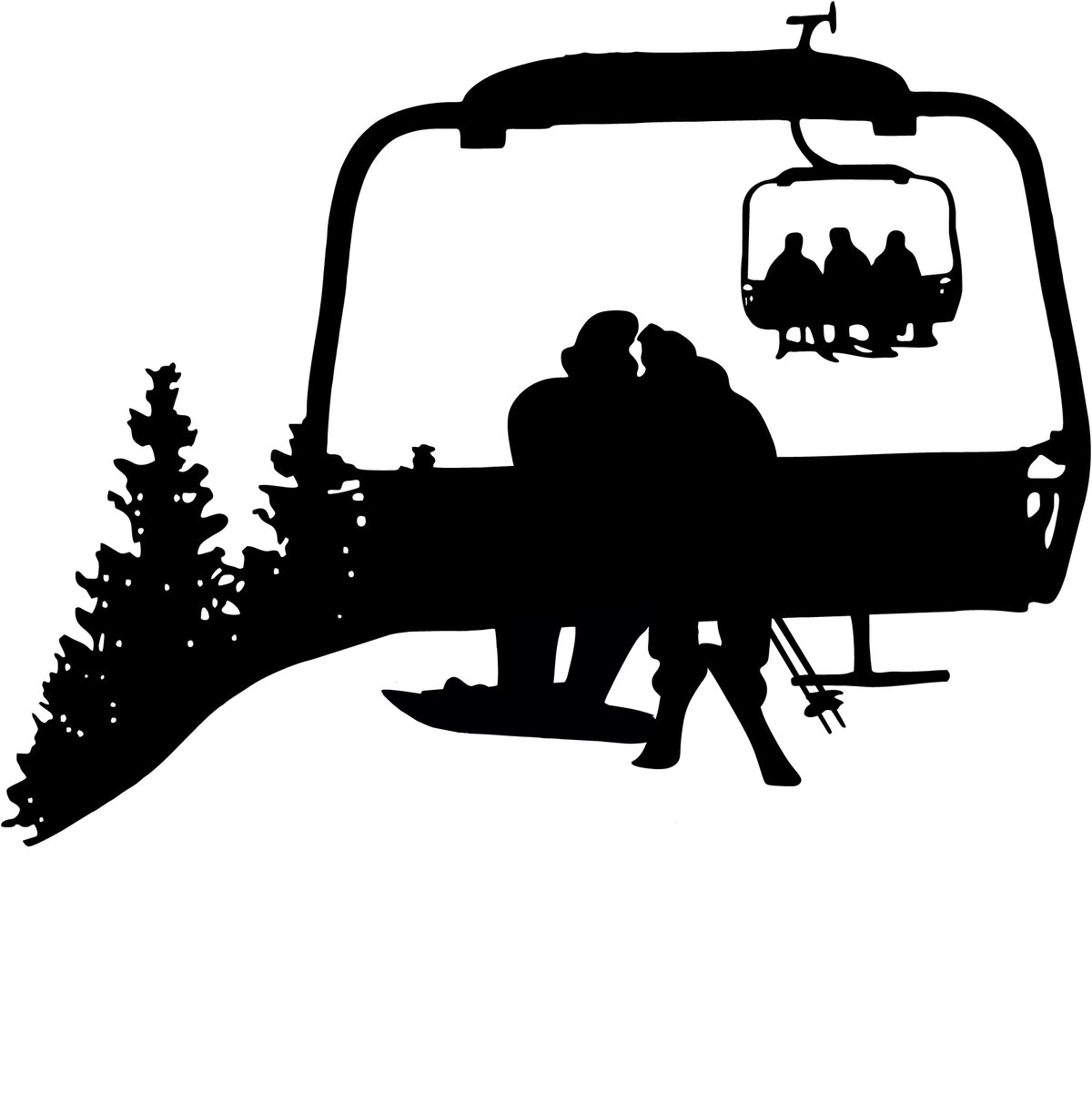 Chairlift Ski and Snowboard Couple Wall Decal - Powderaddicts