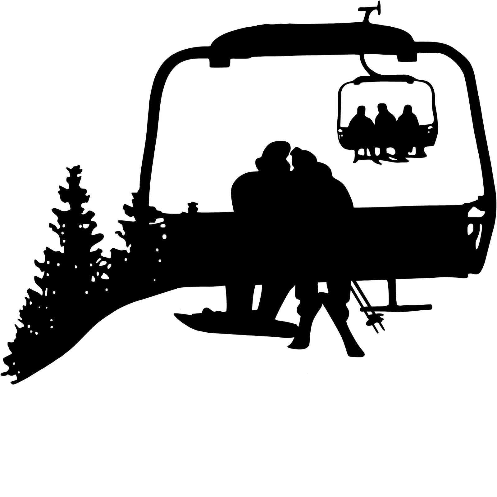 Chairlift Ski and Snowboard Couple Wall Decal - Powderaddicts