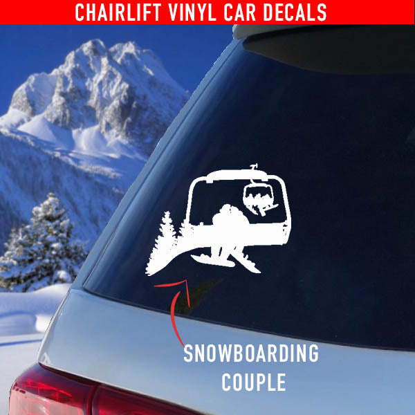 Chairlift Ski &amp; Snowboard Car Decals - Family / Couples - Powderaddicts