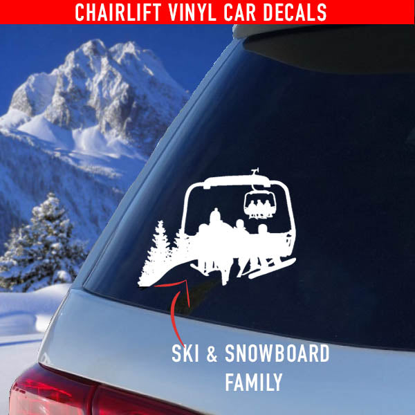 Chairlift Ski &amp; Snowboard Car Decals - Family / Couples - Powderaddicts
