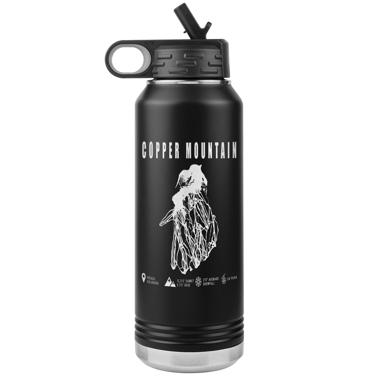 Copper Mountain Colorado Ski Resort Map 32oz Water Bottle Tumbler