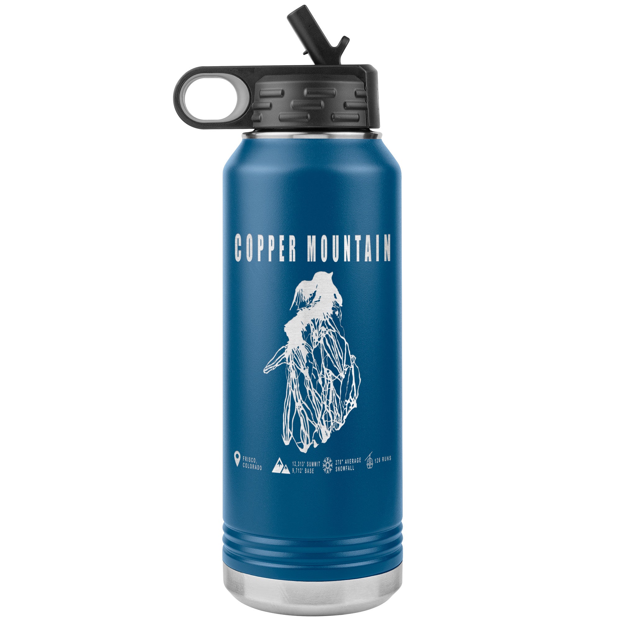 Copper Mountain Colorado Ski Resort Map 32oz Water Bottle Tumbler