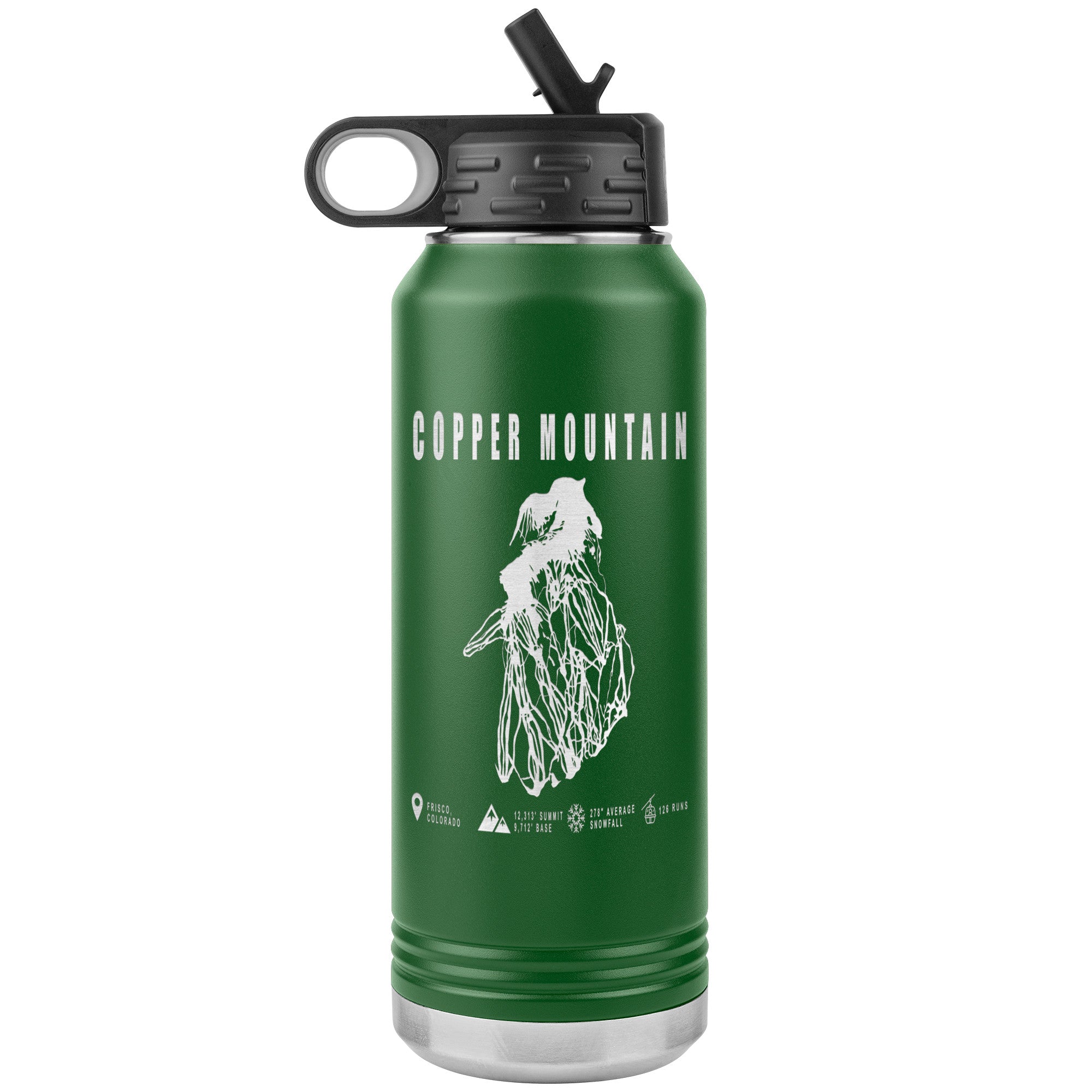 Copper Mountain Colorado Ski Resort Map 32oz Water Bottle Tumbler