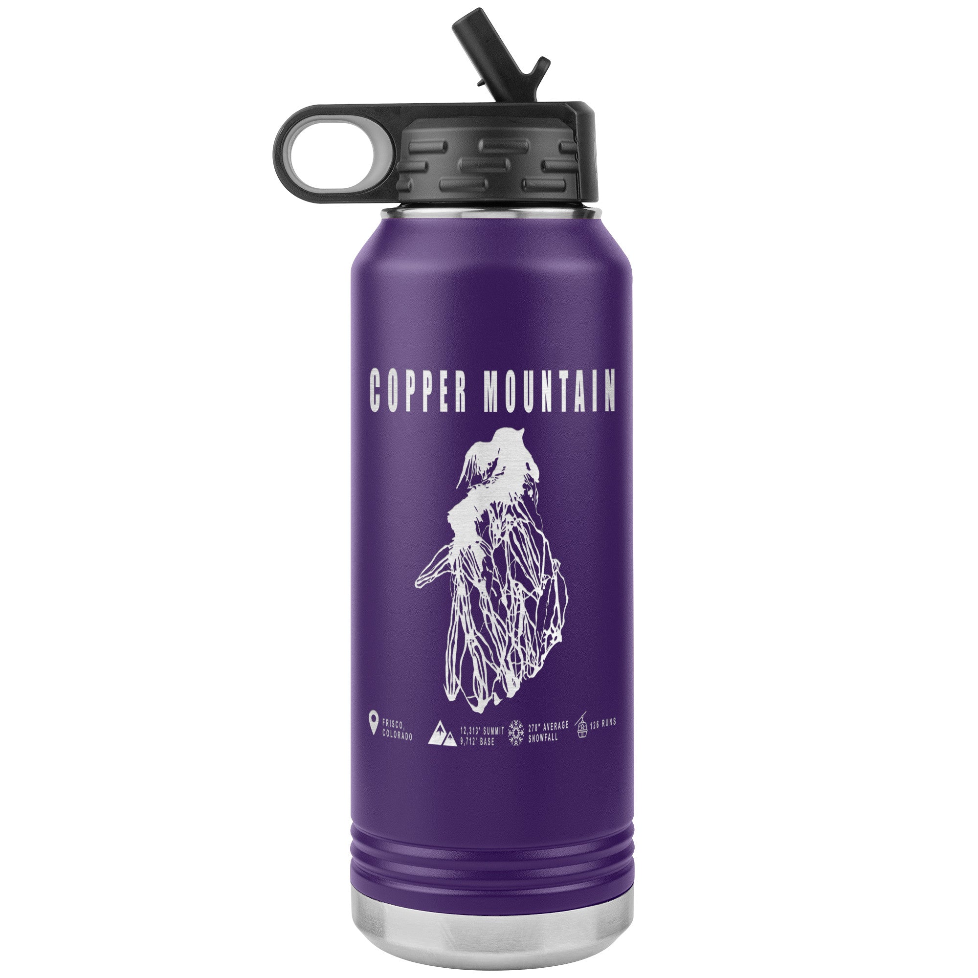 Copper Mountain Colorado Ski Resort Map 32oz Water Bottle Tumbler