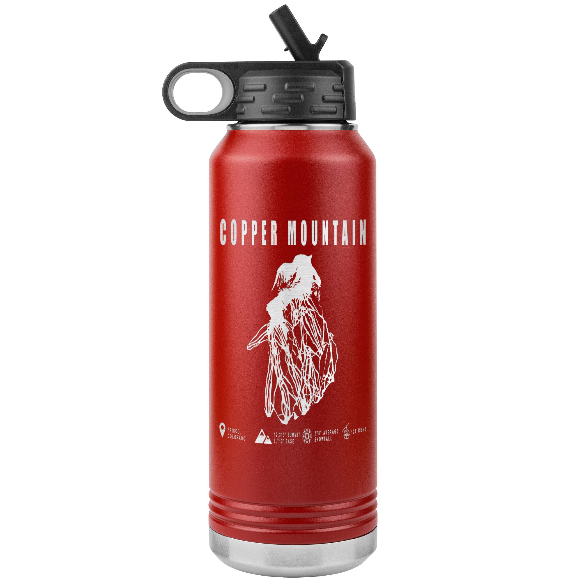 Copper Mountain Colorado Ski Resort Map 32oz Water Bottle Tumbler