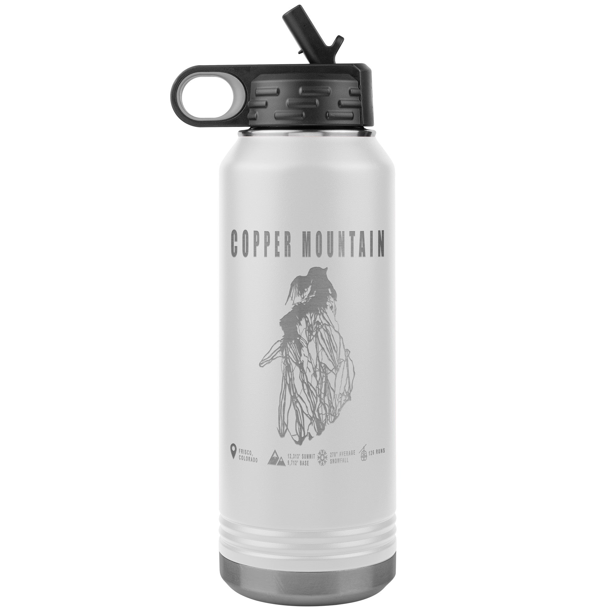 Copper Mountain Colorado Ski Resort Map 32oz Water Bottle Tumbler
